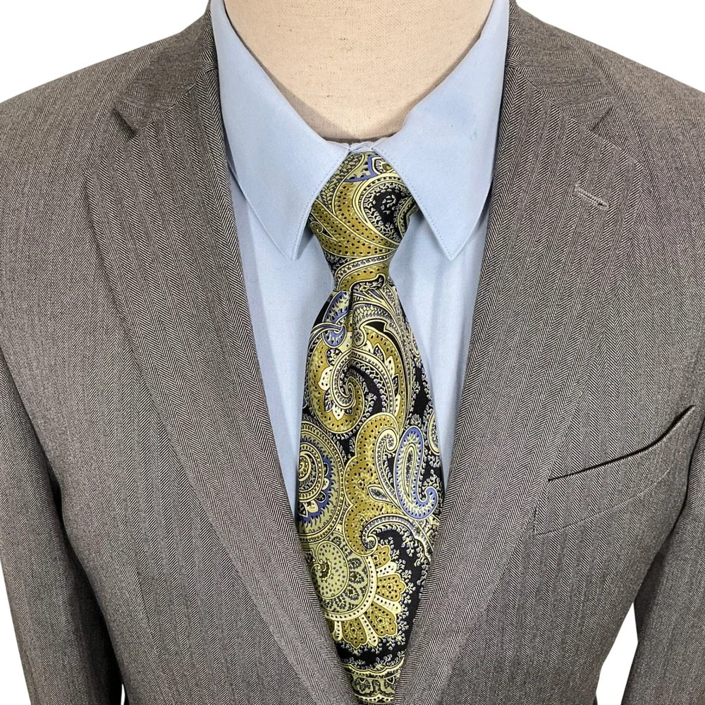 Lauren Ralph Lauren Blazer Mens 40R Gray Herringbone Camel Hair‎ Wool Sport Coat